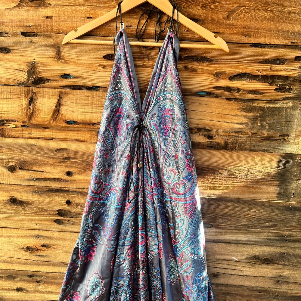 PEARL | Vibrant Paisley Halter Dress OSFM - Picture 2 of 6
